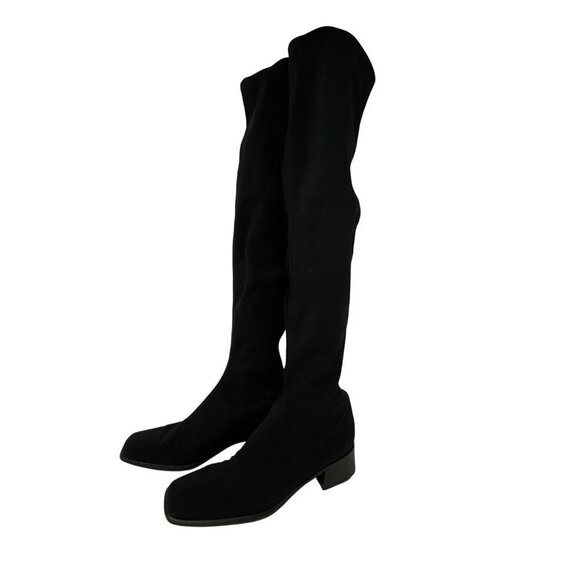 Vintage Stuart Weitzman Microstretch Fabric  Over The Knee Pull On Boots Size 7 - Picture 3 of 16